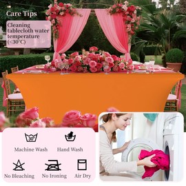 Fulliris - Mantel de elastano de 6 pies (72 x 30 pulgadas), ajuste elástico, sin arrugas y reutilizable para bodas, fiestas, banquetes, día festivo y eventos (naranja, 6 pies - 2 unidades)
