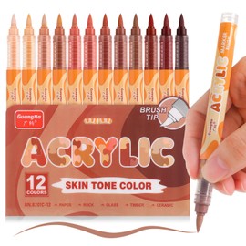 Guangna - Rotuladores de pintura acrílica con puntas de pincel suave y control automático de tinta, impermeables, de secado rápido, resistentes a la luz, perfectos para roca, huevo, lienzo, madera