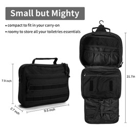 GVCELS mens toiletry travel bag tactical toiletry bag hanging toiletry bag shower bag travel kit (Black)