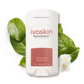 IVOSKIN Aluminum-free Natural Deodorant | 72 Hour Odor Protection | for Women and Men, Non-Toxic | Sandalwood & Musk Scent (1.76 oz)