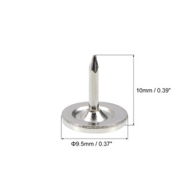 sourcing map 60Pcs Upholstery Tacks, 9.5mmx10mm Flat Head Decorative Furniture Nails Thumb Tack for Furniture Sofa Headboards, Silver