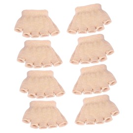 Ipetboom 4 Pair Stylish Open Toe Socks for Women Breathable Elastic Fabric with Forefoot Support Pad for Yoga and Fitness Khaki Peep Toe Half Socks