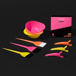 Fromm Color Studio Professional Hair Dye Coloring Kit for Hair Stylist in Neon Glow, 10-piece set - Includes Foils, Bowls, Brushes and Clips