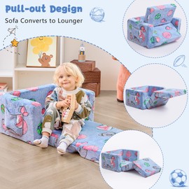 Toddler Couch,Sports Ball Child Toddler Chair Comfy, Glow in The Dark Convertible Sofa to Lounger Soccer Football Basketball Rugby Gaming Room Decor Stuff for Teen Son Girls Birthday Gifts