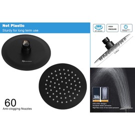 NearMoon Shower Head and 15 Stage Shower Filter Combo, High Pressure Filtered Shower for Hard Water, Improves the Condition of Your Skin, Hair (6 Inch, Black)