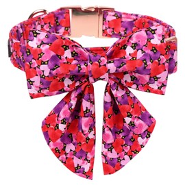 Maca Bates Valentine’s Day Sweet Heart Dog Collar with Bow Bowtie for Dogs Sailor Bow Tie Adjustable Breakaway Red Collars Accessories Gift for Small Medium Large XL Puppy with Golden Metal Buckle