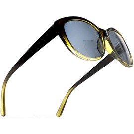 SAMBA SHADES Reader Sunglasses for Women Bifocal for Reading Under the Sun Cateye Glasses Olive Yellow 3.00