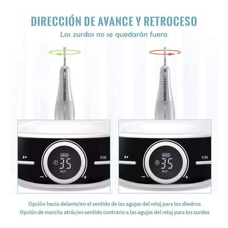 Delanie Limpiador Esmeril Taladro Torno Para Uñas 35000 Rpm Recargab