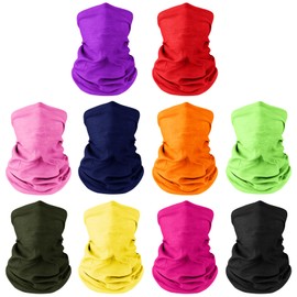CHRORINE 10 Pcs Neck Gaiter Headwear Bandana Face Scarf Headband for Men Women Motorcycle Cycling Fishing Hiking Ski(10 Colors)