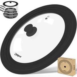 GDDGCUO 13-14-15 in Universal Pan Lid, Extra Large Silicone Pot Lid for Pots, Pans & Skillets, Replacement Frying Pan Lid with Heat Resistant Silicone Knob, Dishwasher Safe, Black