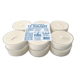 Set mit 12 Maxi-Teelichtern mit transparentem Cup - Pflanzenwachs Farbe Elfenbein - Brenndauer 10 Stunden - Durchmesser 5,7 cm - Cereria Di Giorgio