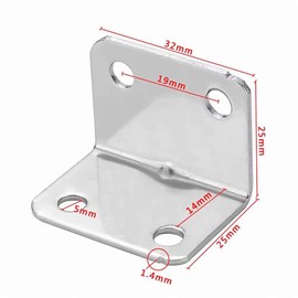 Doyeemei l字金具 10個入り M4*16ネジ40個付き 角かっこ 家具棚L字型直角鉄製ブラケット ステンレス製 家具ブロンズトーン用 Ｌ字アングルブラケット 棚受け金具 コーナーブレース 10pcs (25*25*32mm)