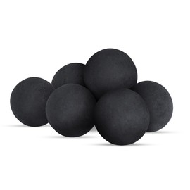 FlameDuty Ceramic Fire Balls for Fire Pit, Set of 6 Round Fire Stones Reusable Fireballs Set for Indoor and Outdoor Fire Pits or Fireplaces Accessory, 3 Inch,Black
