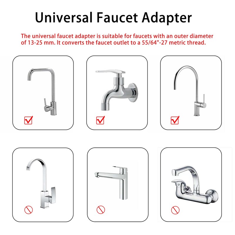 3 Pcs Universal Faucet Adapter, Kitchen Sink Hose Adapter Faucet
