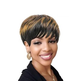 QITAQOTA Pixie Cut Wig Ombre Wig Short Wigs for Black Women Wig with Bangs for Women Colorful Wigs Short Wigs For Black Women Wigs for Women Heat Resistant Wig