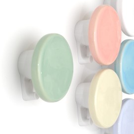 bomidé - Ceramic Round Wall Hooks - Handmade in Portugal, Coat Hooks for Wall, Bathroom & Kitchen (2 x Green)