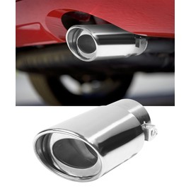 Flaconi Exhaust Trim for Car, Exhaust Trim, Exhaust Tailpipe, Tailpipe, for Most Models with an Exhaust Pipe Diameter of 1.5 - 2 Inches (14.5 x 6 cm/Silver Straight)