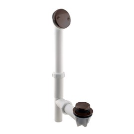 Westbrass A593244-12 14" x 1-1/2" White Tubular Bathtub Waste & Overflow Assembly with Tip-Toe Drain Plug and 2-Hole Faceplate, 1-Pack, Oil Rubbed Bronze