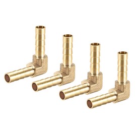 sourcing map 4 pieces 6 mm barbed brass 90° angle pipe connector coupler hose adapter