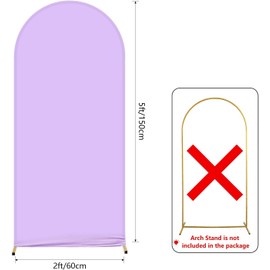 AIBIIN 2x5ft Solid Purple Color Arch Shape Backdrop Round Top Backdrop Arch Frame Cover 2-Sided Fit Backdrop Stand for Wedding Ceremony Birthday Party Baby Shower Banquet Decoration