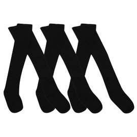 Bonjour - Girls (3 Pack) Multibuy Cotton Rich Plain Tights For School Every Day Wear Breathable Thick Warm Smart Casual Tights