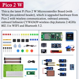 GeeekPi Ultimate Starter Kit for Pico 2W (Included), Dual Arm Cortex-M33 and Dual Hazard3 RISC-V Microcontrollers, with Detailed Tutorial, Multiple Items and Projects