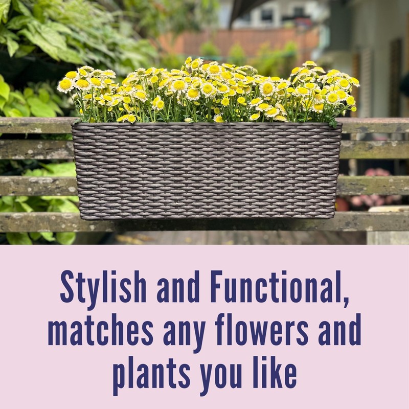 LaLaGreen Deck Railing Planter Box (4 Pack, 20 Inch) Brown