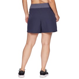 RBX Active Women's Plus Size Relaxed Fit Breathable Ventilated Athletic Short with Pockets, Smoke Blue, 3X