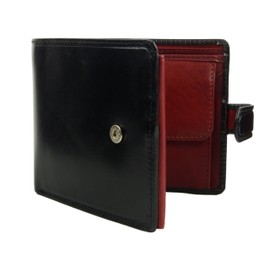Visconti Leather Mens Tri Fold Wallet Torino Collection Black Red