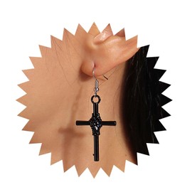 Inilbran Boho Cross Earrings Vintage Cross Drop Earrings Black Cross Religious Earring Gothic Cross Jesus Earrings for Women and Girls, Zinc