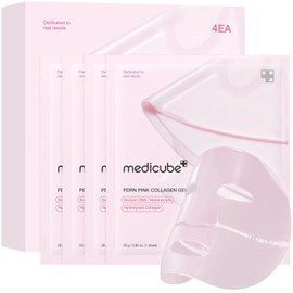 medicube Salmon DNA PDRN pink collagen jelly gel mask | overnight face mask for glass glow skin- elasticity, hydrating, firming and moisturizing | korean skincare, 28g, 4ea