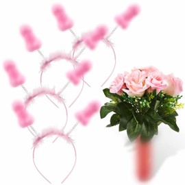 Cindeer JGA Accessories Set 25 cm Bouquet and 4 Pieces Headband Pimmel Bouquet Headdress JGA Joke Item for Women Men Stag Night Party