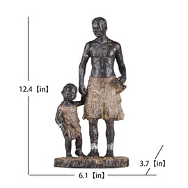 DOVDOV 12" African Statues and Sculptures. African Father and Son Statue Modern Home Decor, Home Decor for African American Living Room, Table top, Entrance, Living Room