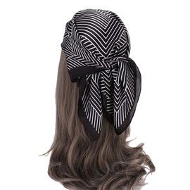 FAIRYGATE Head Scarfs for Women Sale Ladies Satin Silk Scarves Wrap Lady Zebra Print Scarf Animal Design Large Square Headscarf Dark Green 93008