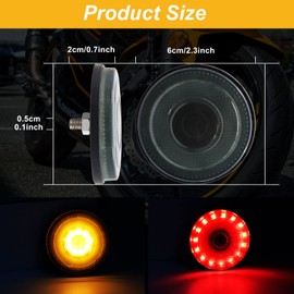YnGia 2PCS Motorcycle Indicators Dual Color Motorbike Turn Signal Lights Universal Brake Stop Lamp Indicator for Scooter ATV Electrombike (Red and Amber)