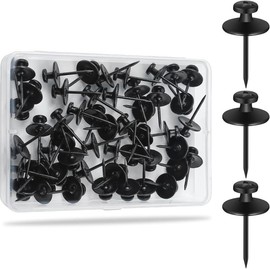 60 count Double Headed Nails for Hanging Pictures, Wall Hangers Without Nails, Thumb Tacks for Wall, Renter Friendly Decor Push Pins for Tapestry Frame Art Picture, Key Holder Wall Mount-Black - Colour: Black