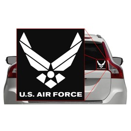 U.S. Air Force Logo with Words [Pick Any Color] Vinyl Transfer Sticker Decal for Laptop/Car/Truck/Window/Bumper (5in x 5in (Car Size), White)