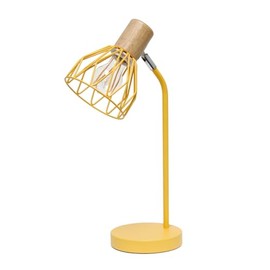 Simple Designs LD2022-YLW 18.19" Industrial Farmhouse Fusion Adjustable Cage Wire Office Accent Desk Lamp, Yellow