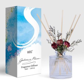 UCC Reed Diffuser Set, 3.38 oz Gardenia in Blossom Premium Scented Diffuser with Flower Sticks Home Fragrance Reed Diffuser for Bathroom Shelf Decor