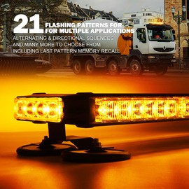 Xprite Amber LED Rooftop Strobe Flashing Light Bar 21" Double Side High Visibility Emergency Hazard Warning Beacon Lights w/Magnetic Base for Safety Construction Vehicles Tow Trucks Pickup Snowplow