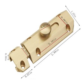 FARFELLNY 3.7" Pure Brass Slide Barrel Door Bolt, Solid Slide Surface Door Bolt, Brushed Gold Barrel Bolt Lock, for Storage Room, Bedroom Door,Window,Cabinet -Includes Mounting Screws