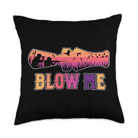 Hunting Duck Call Blow Me Funny Waterfowl Bird Hunter Gift Throw Pillow