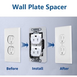 KONEWONG Wall Plate Spacer, 6 Pcs Outlet Spacers for Electrical Box, Metal Flush Fit Device Leveling Plates, Electrical Box Outlet Spacers Shims
