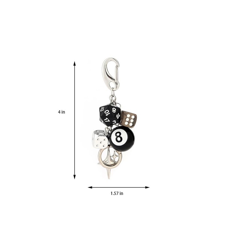 Dhdfisd 8 Ball Keychain Y2K Star Dice Billiards Keychin Lucky