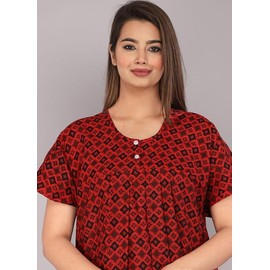 YUKATA Nighty for Women Cotton Printed Maxi Gown Ankle Length Nighty Night Dress Gown for Women Maxi - Free Size (Pack of 2), Set_1, One size