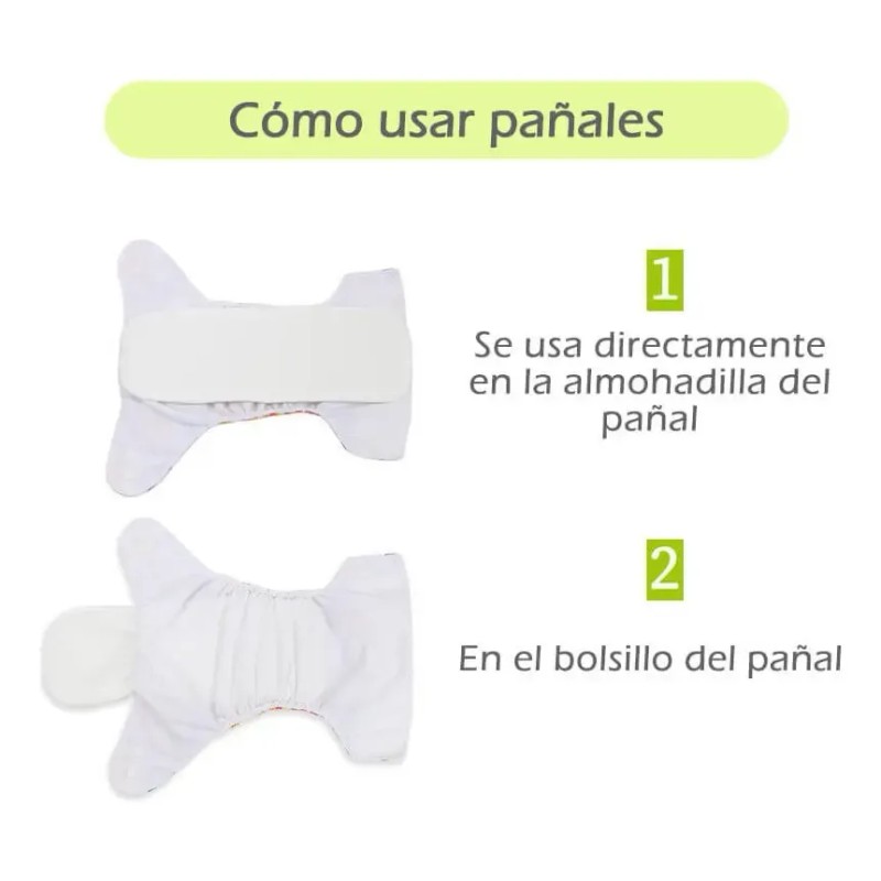 10 Insertos De Fibra De Bambú 4 Capas Ultra Absorbentes