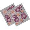 Trendy Tripper Swedish Dishcloth, Jenn Ski Mid-Century Modern Design - Daisy (Eggplant + Orange on Grey Cloth) (2)