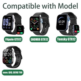 GTX13, GTX12 Smart Watches Band, Lamshaw 22mm Silicone Lace Slim Thin Hollow-Out Replacement Straps Compatible for Fitpolo GTX12, ENOMIR GTX12, Tensky GTX12, uaue T60, QXQ T60, QCOQ T60 Smart Watches (for 22mm size band, Blue)