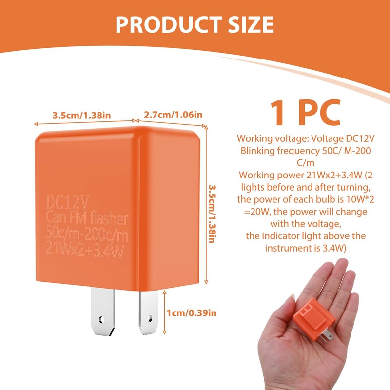 Wonvify 2 Pin Motorcycle LED Flasher Relay 12V Adjustable Relay