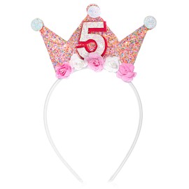 Abeillo 5 Year Birthday Crown, Girl Princess 5 Years Crown Birthday, Birthday Crown Headband with Rose Flowers, Birthday Crown Girls, Baby Party Hats, Party Decoration